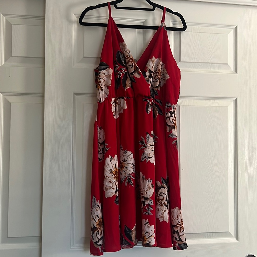 Red flora sun dress